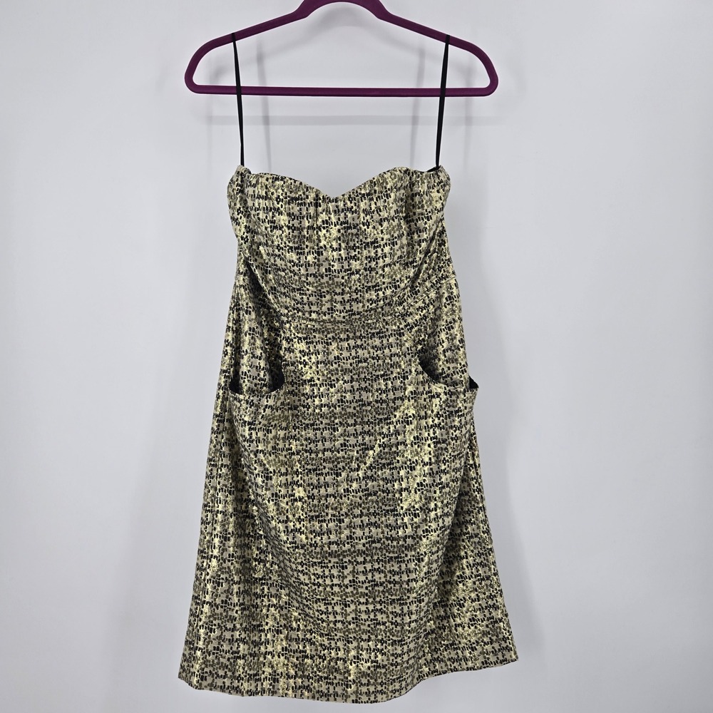 Vtg The Limited Strapless Dress 8 Black Mosaic Print Cocktail 90s Kentucky Durby